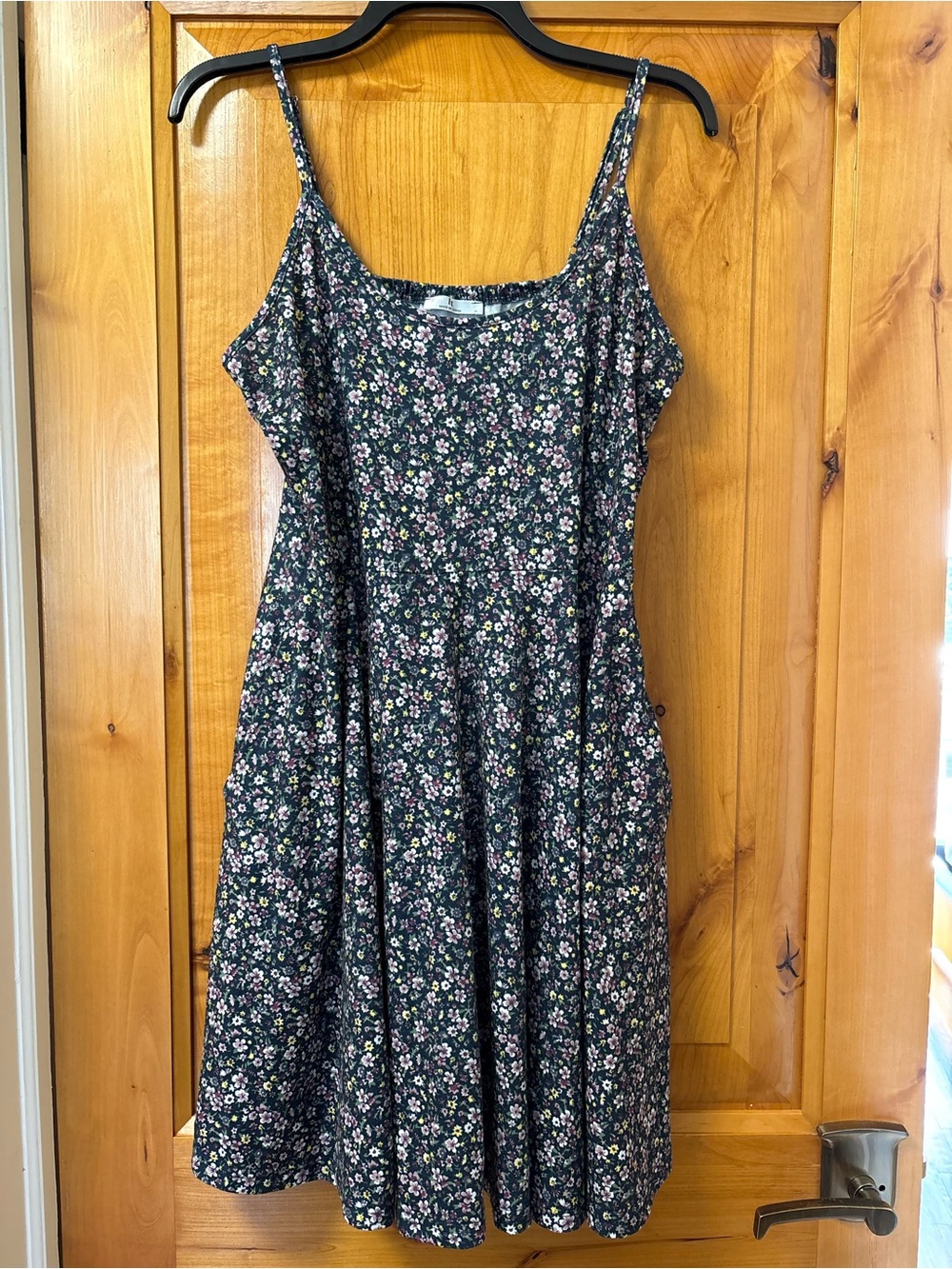 Source Unknown Black Floral Spaghetti Strap Mini Dress
